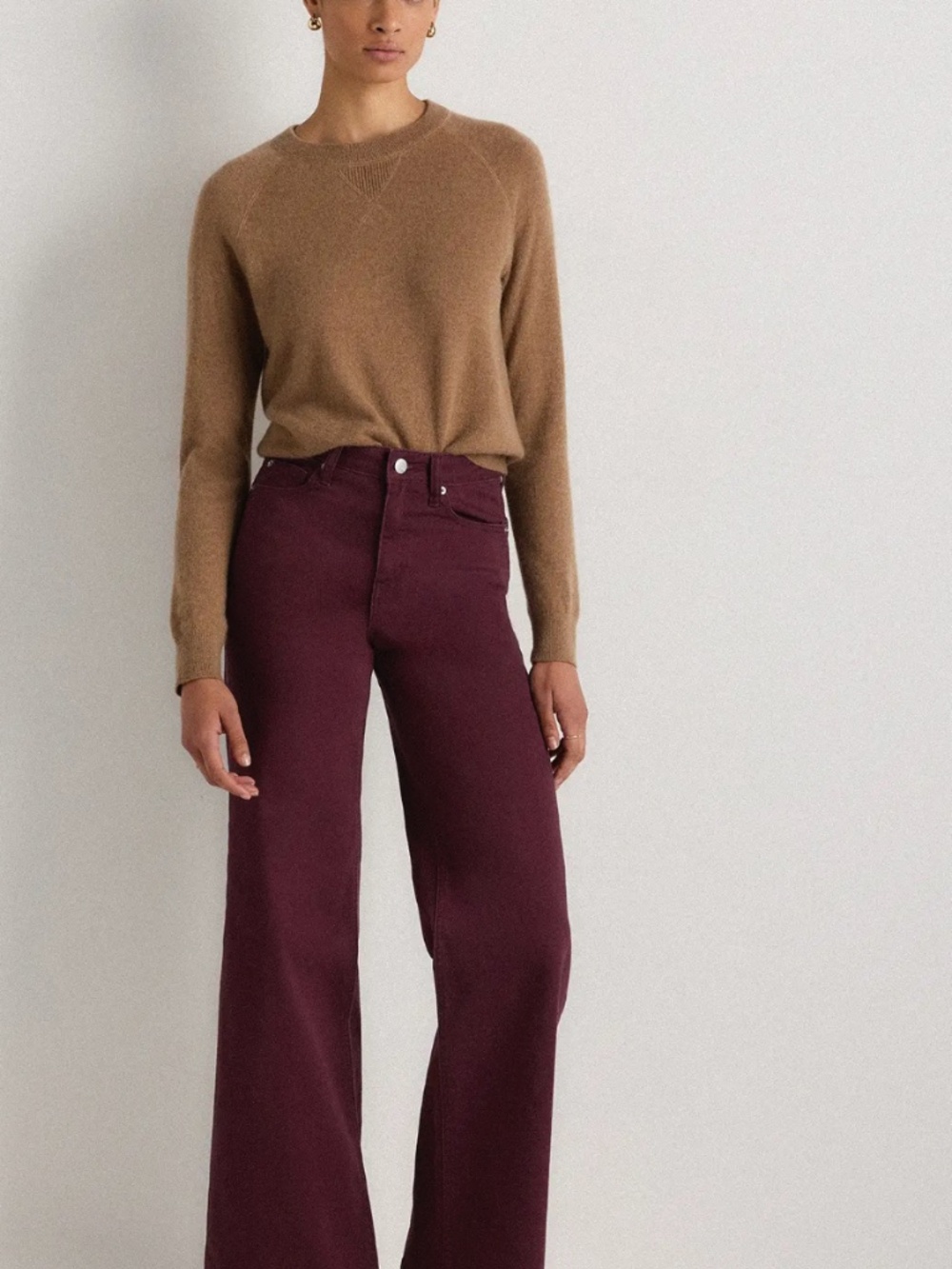 Quince Bella Stretch Wide Leg burgundy jeans sz 28